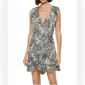 all saints priya patch leopard print wrap dress Size L